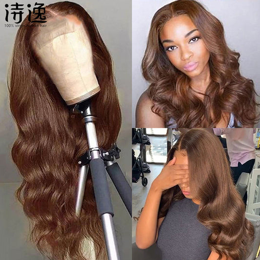 13*4 Front Lace Human Hair Wigs Color#4 Straight body