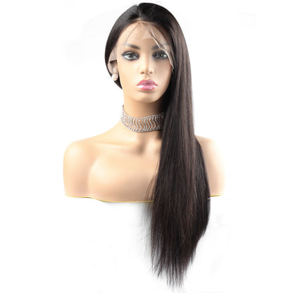 Front lace wig real human hair wigs straight headgear cross-border distribution