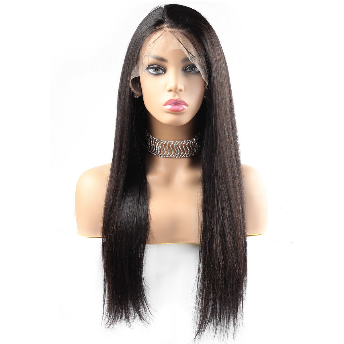 Front lace wig real human hair wigs straight headgear cross-border distribution